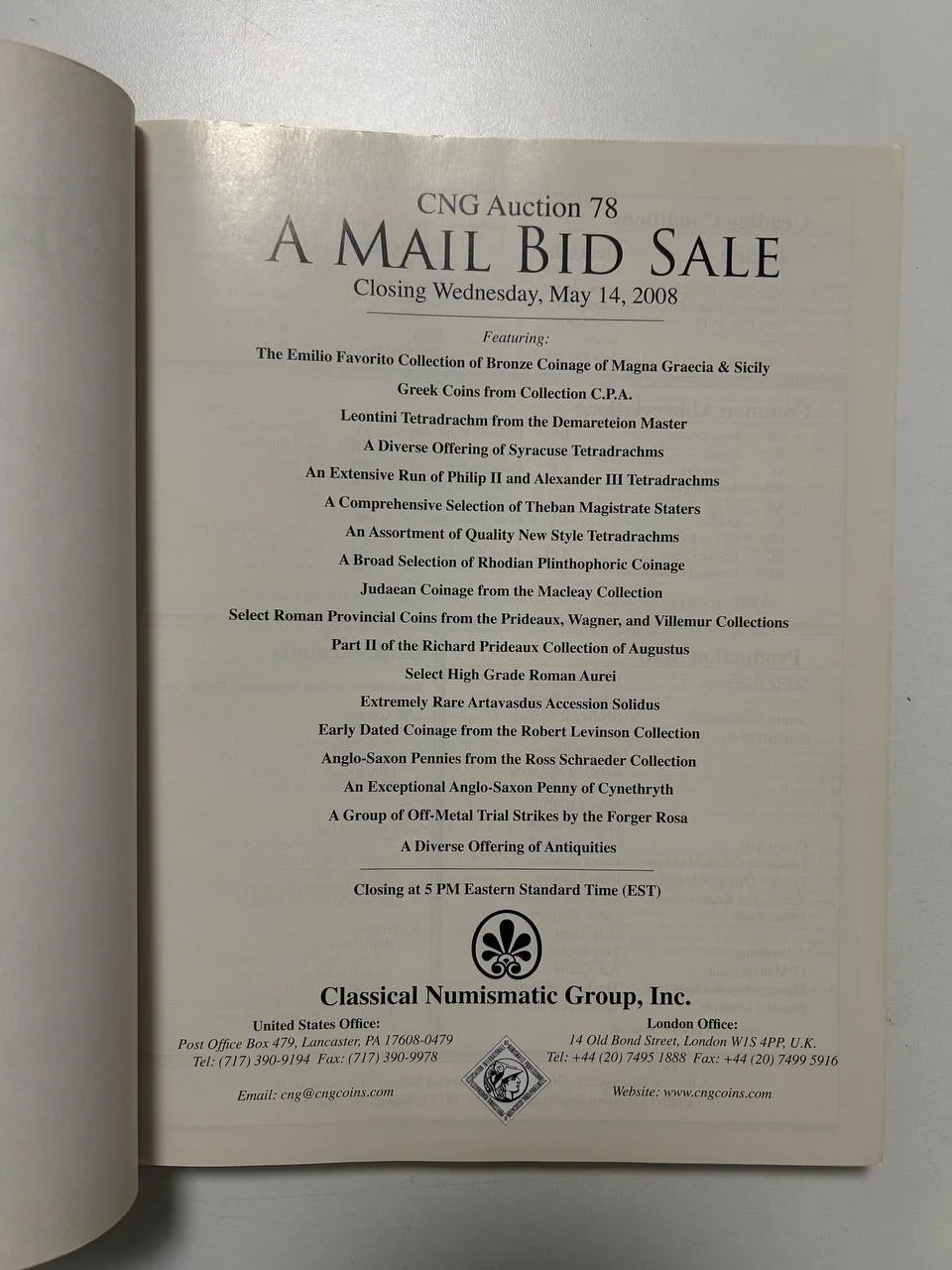 Каталог монет №78 Classical Numismatic Group 2008 England - миниатюра 2