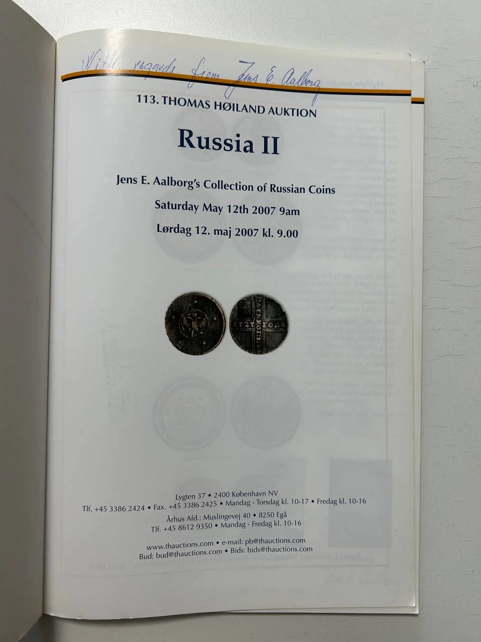 Каталог монет 113. THOMAS HOILAND MONTAUKTION Russia II 12. MAJ 2007 OVER JENS E. AALBORGS - миниатюра 2