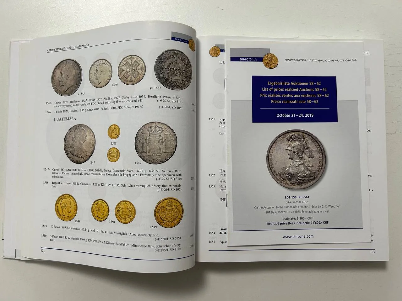 Каталог монет Gold Silver Coins Medals Decorations Auction 59 Sincona AG 22/23 October 2019 Zurich - миниатюра 5
