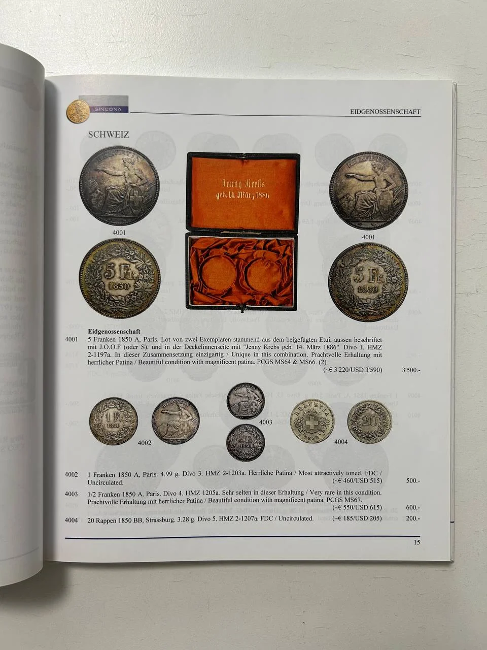Каталог монет The Werner Pfister Collection Swiss Coins Medals 60 Sincona AG 23 October 2019 Zurich - миниатюра 4