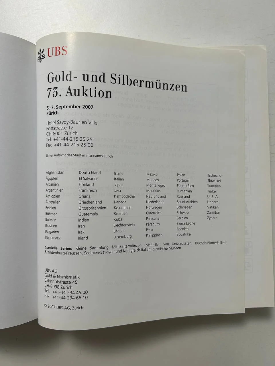 Каталог монет Gold and Silver Coins Auction 73 UBS 5-7 September 2007 Zurich - миниатюра 2