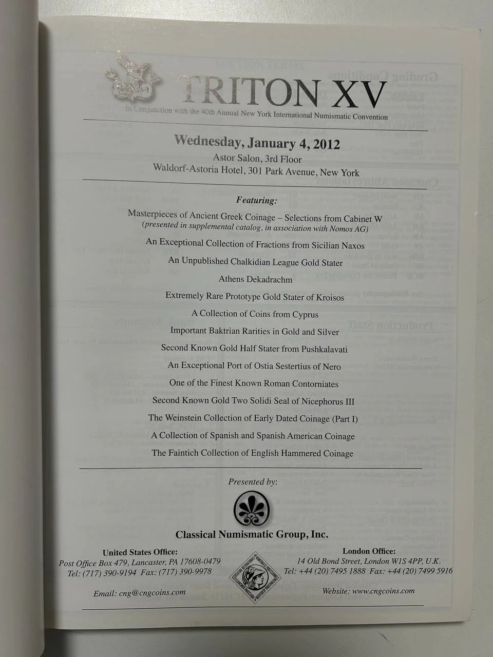 Каталог монет №15 Triton 2012 USA Classical Numismatic Group 3,4 - миниатюра 2