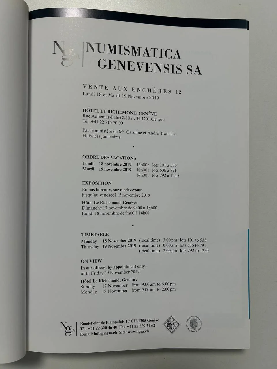 Каталог монет аукциона «Numismatica Genevensis SA», Женева 2019 г. - миниатюра 2