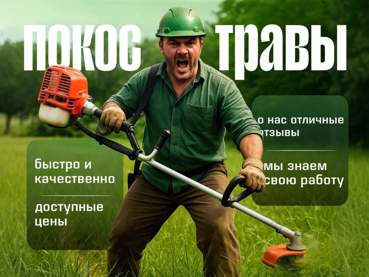 Покос травы трммером - изображение 1