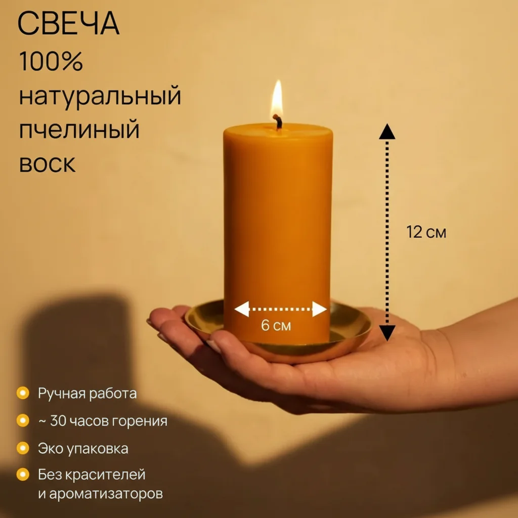 Свеча из натурального пчелиного воска - миниатюра 2