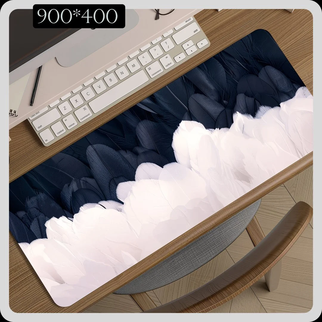 Большой игровой коврик для мыши 900х400 "Перья Инь-Янь" - изображение 1