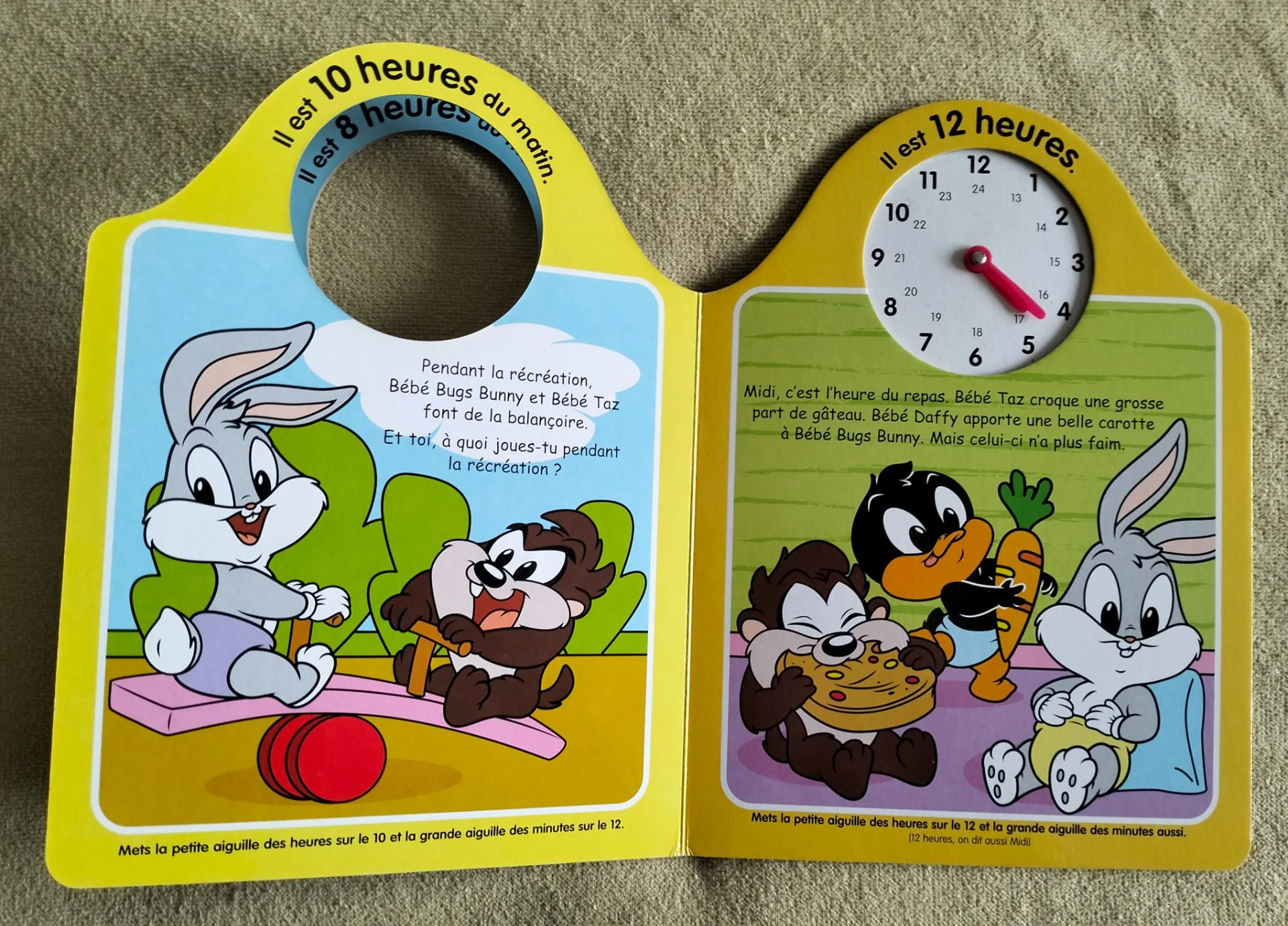 Книга-игрушка J'apprends les heures Baby Looney Tunes на французском - миниатюра 3