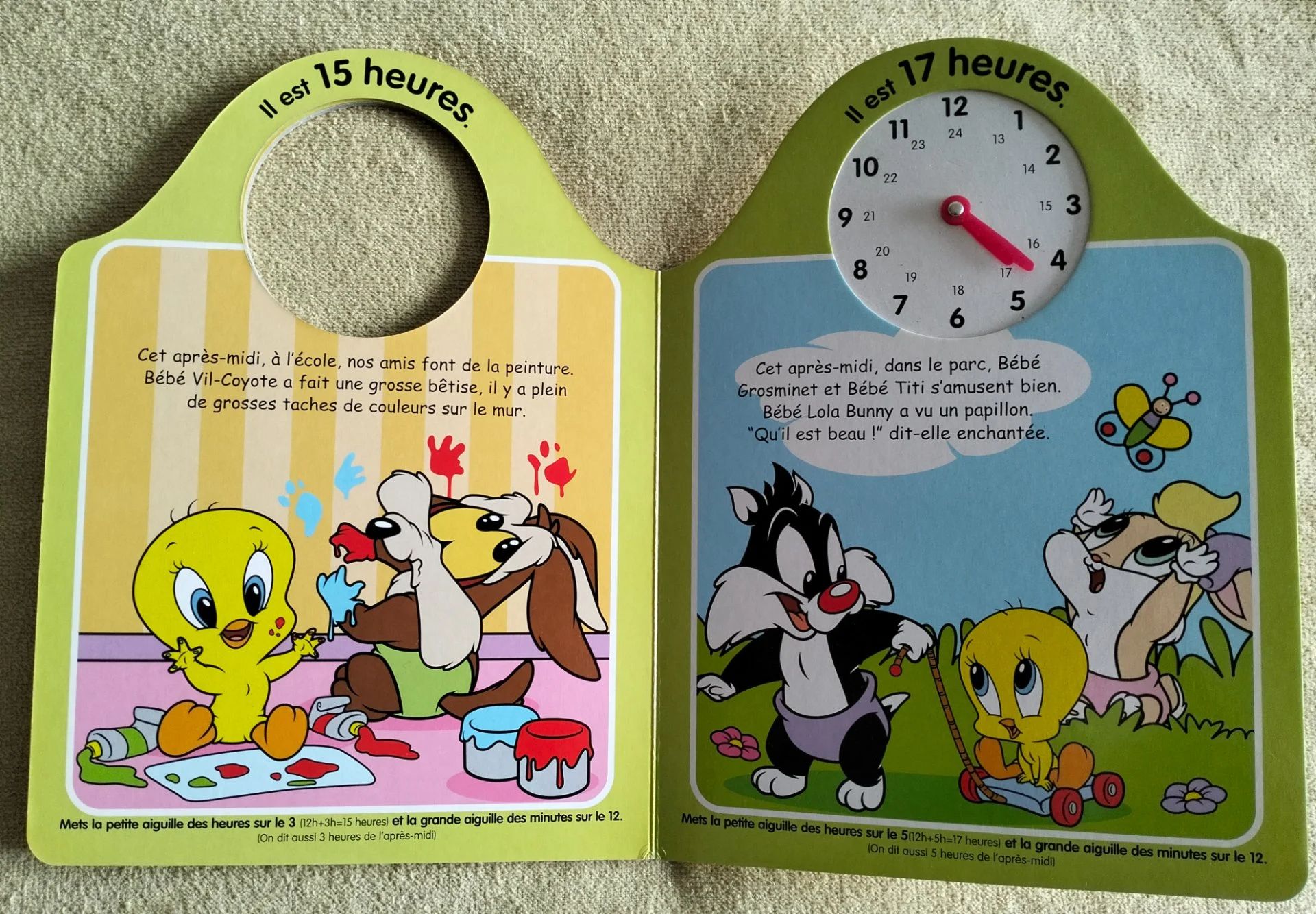 Книга-игрушка J'apprends les heures Baby Looney Tunes на французском - миниатюра 4