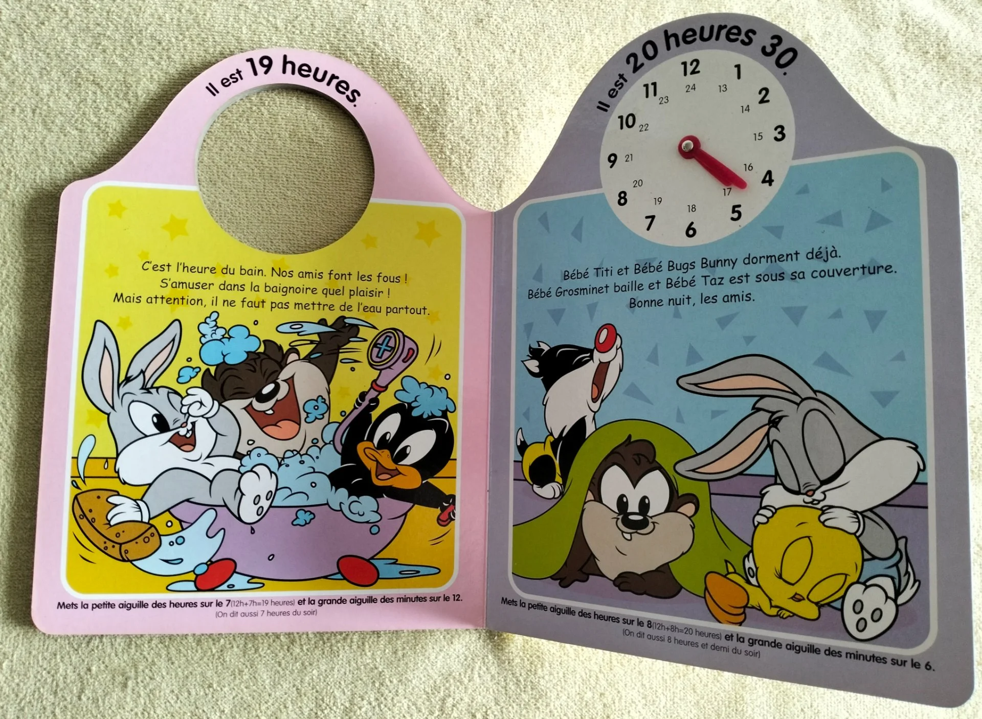 Книга-игрушка J'apprends les heures Baby Looney Tunes на французском - миниатюра 5