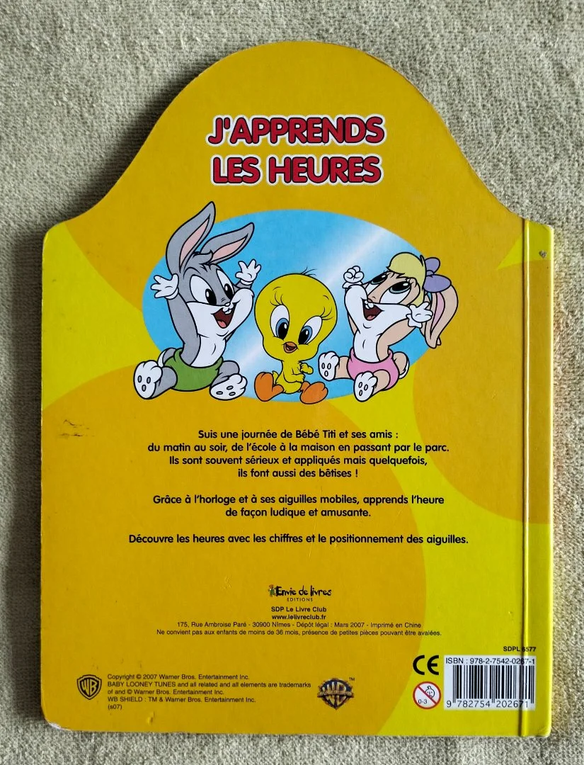 Книга-игрушка J'apprends les heures Baby Looney Tunes на французском - миниатюра 6