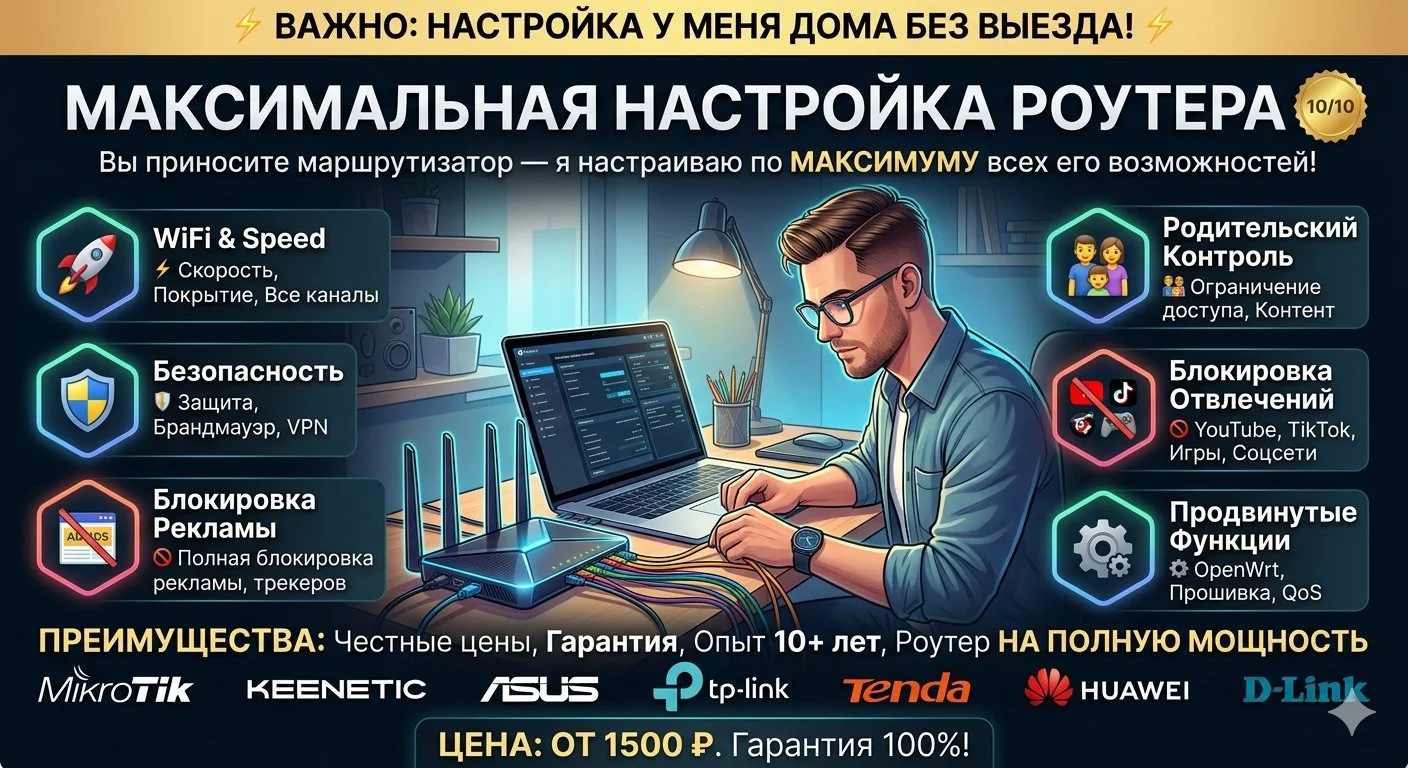 Настройка роутеров Wi-Fi по максимуму Гарантия - изображение 1