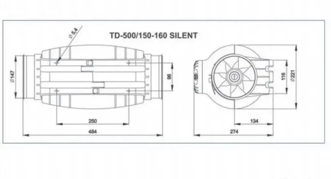 Канальный вентилятор TD500/150-160 Silent3V - миниатюра 2