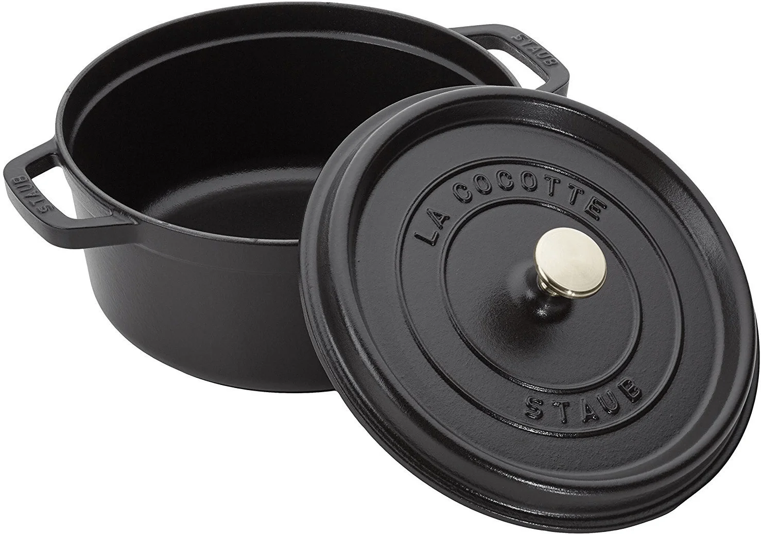 Жаровня Staub 24 см круглая черная - миниатюра 2