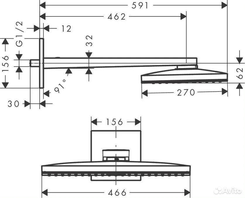 Верхний душ Hansgrohe Rainmaker 24003600 - миниатюра 3