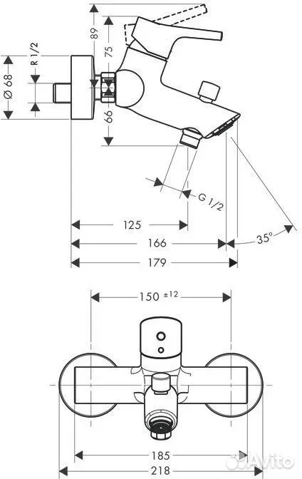 Смеситель для ванны Hansgrohe Talis S 72400000 - миниатюра 2