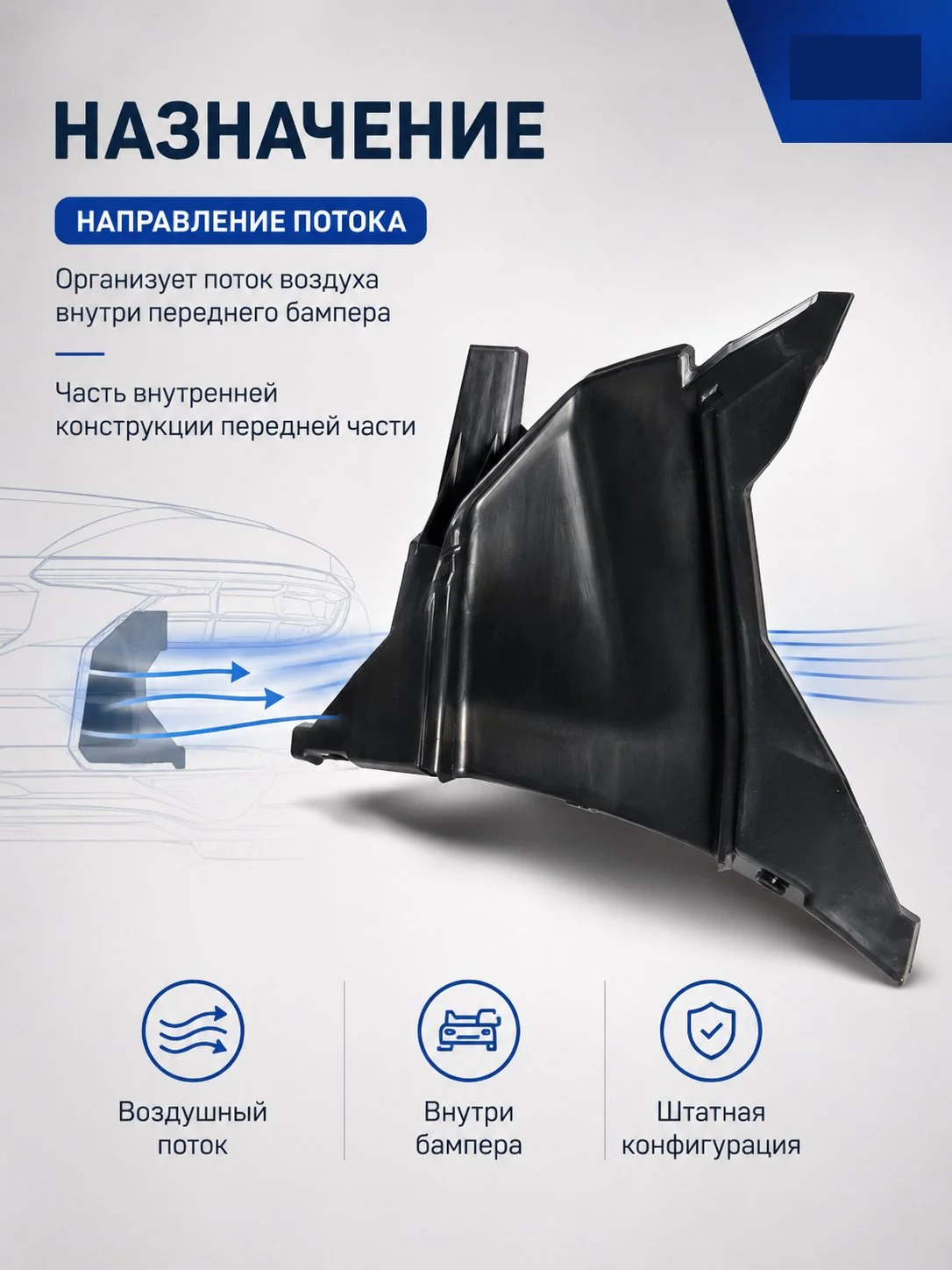 Воздуховод переднего бампера левый Hyundai Elantra CN7C 86543-BU000 - миниатюра 6