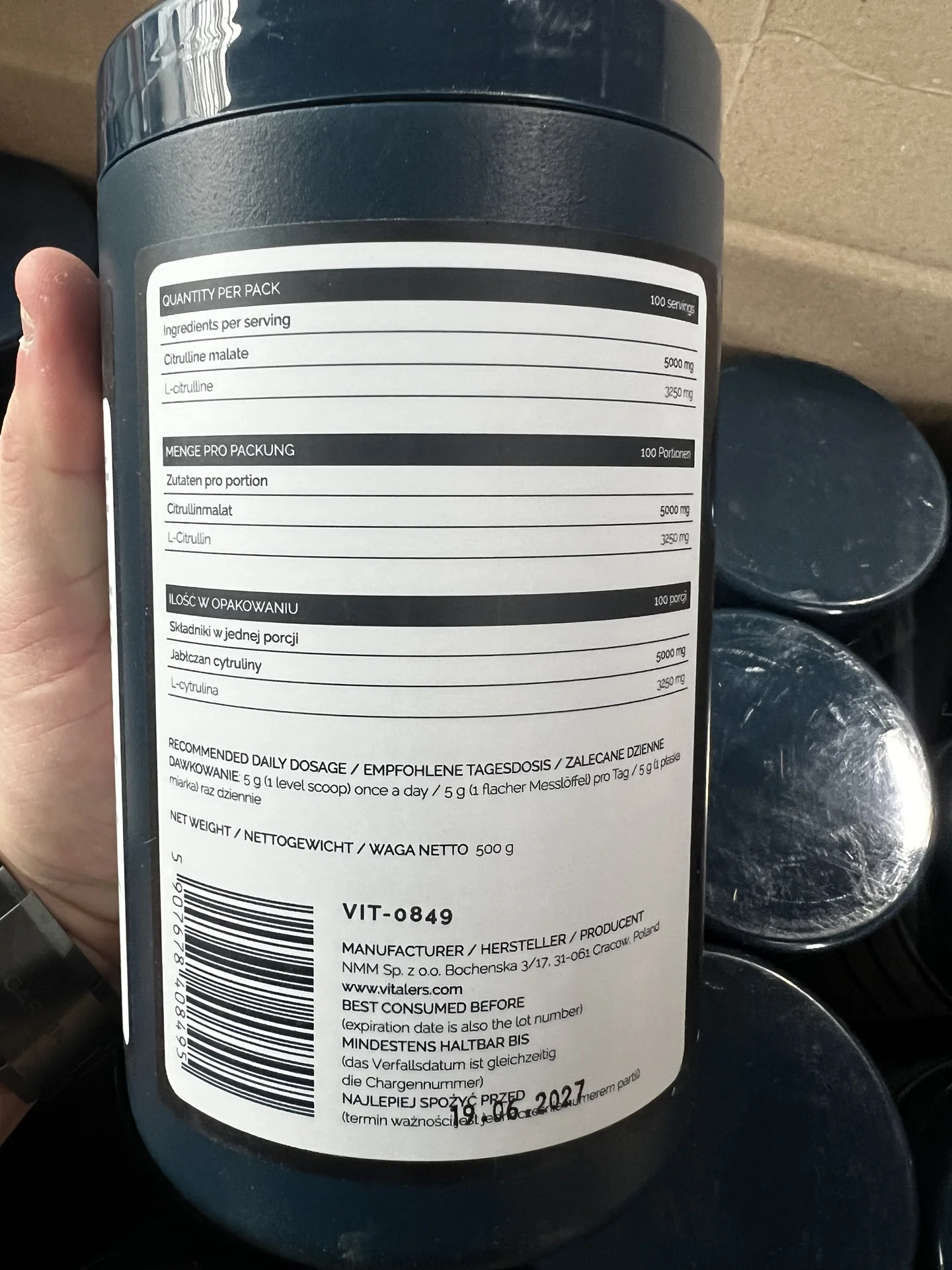 L- Citrulline Malate Vitalers 500g - миниатюра 2