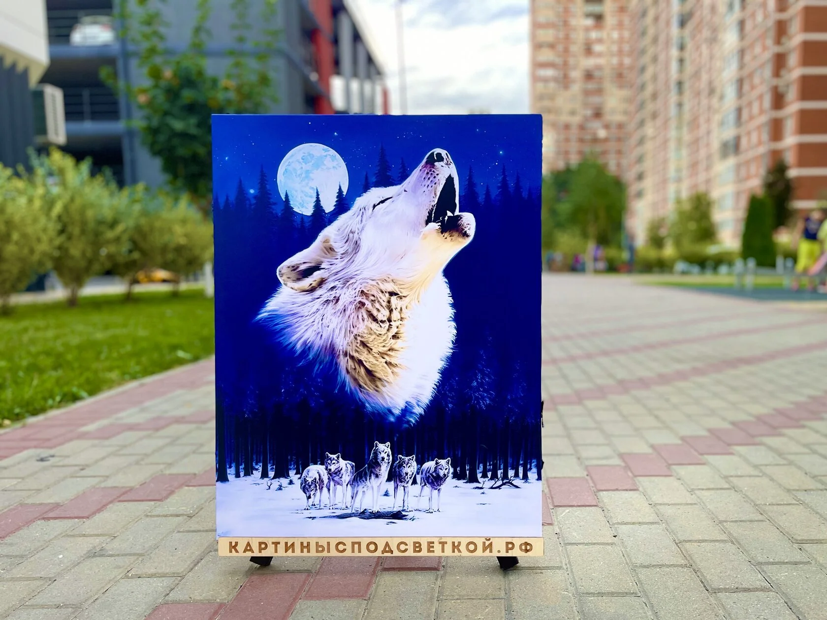 Картина с подсветкой "Ночной волк" 65x50 см - миниатюра 3