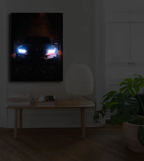 Картина с подсветкой "Осеннее Отражение BMW" 65x50 см - миниатюра 2
