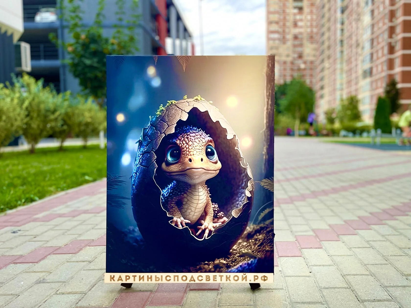 Картина с подсветкой "Дракоша в яйце" 65x50 см - миниатюра 4