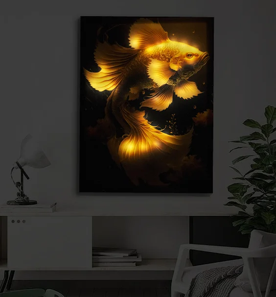 Картина с подсветкой "Сияющая Золотая Рыбка" 65x50 см - миниатюра 2
