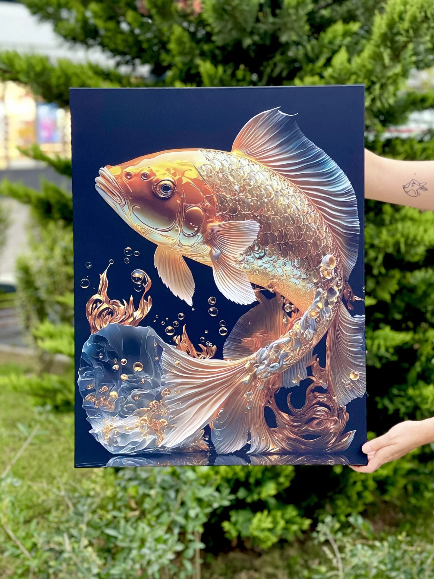 Картина с подсветкой "Золотой карп" 75x57 см - изображение 1