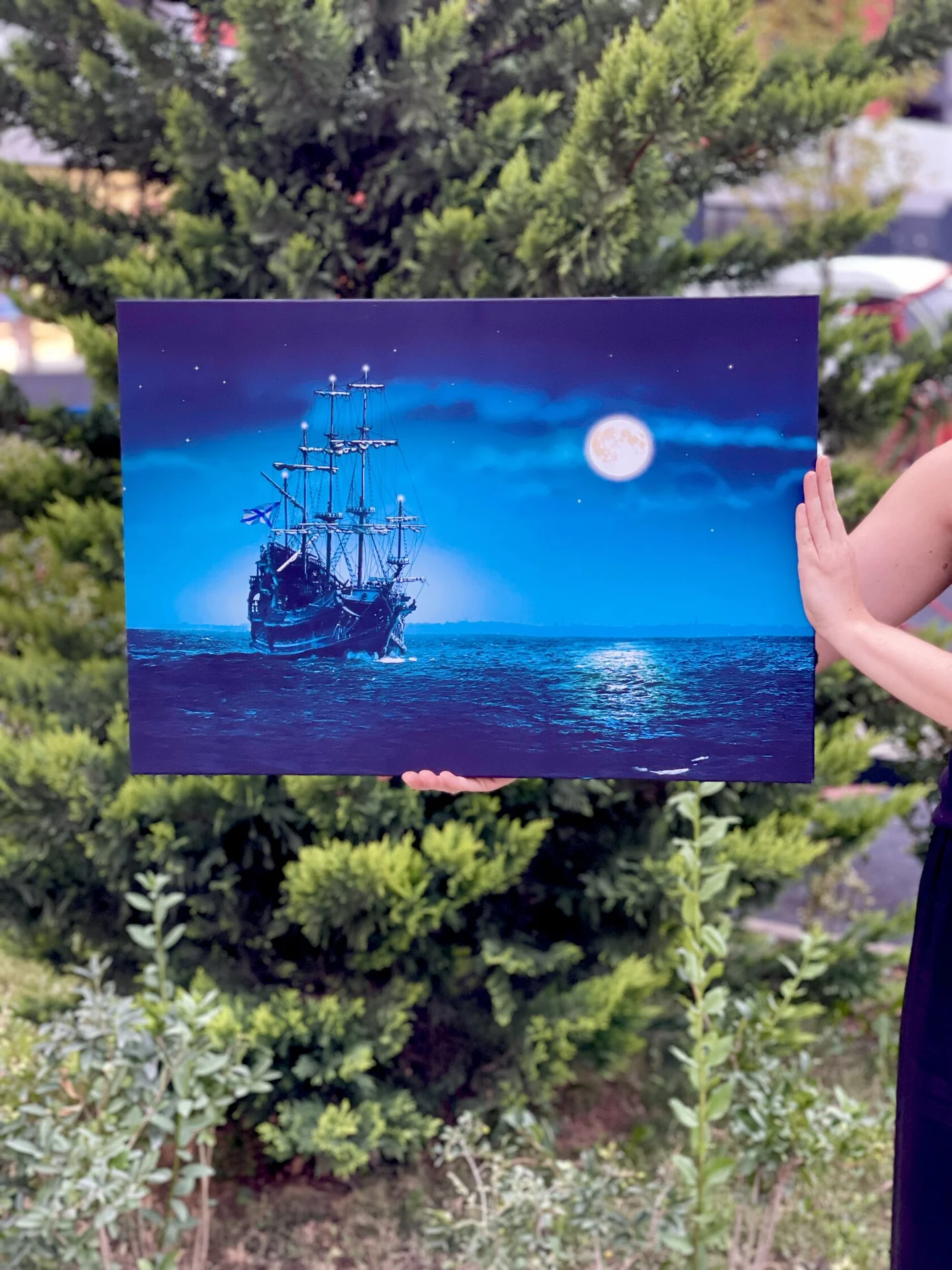 Картина с подсветкой "Корабль в ночи" 75x50 см - миниатюра 4
