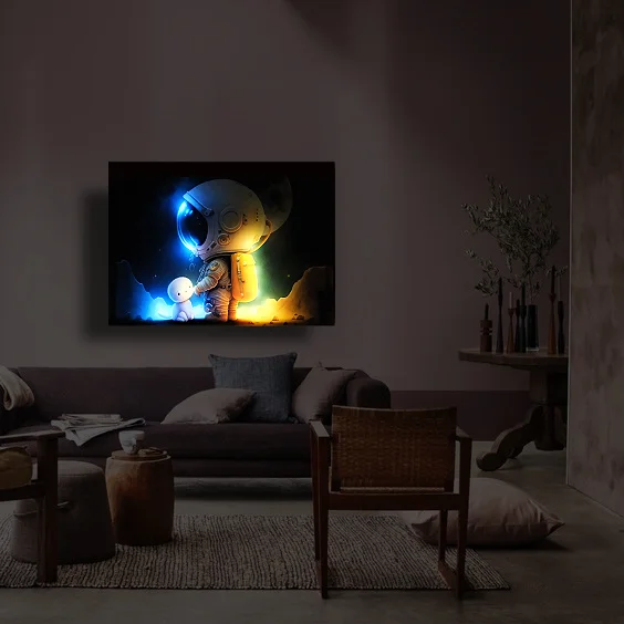 Картина с подсветкой "Космонавт с собачкой" 50x65 см - миниатюра 2