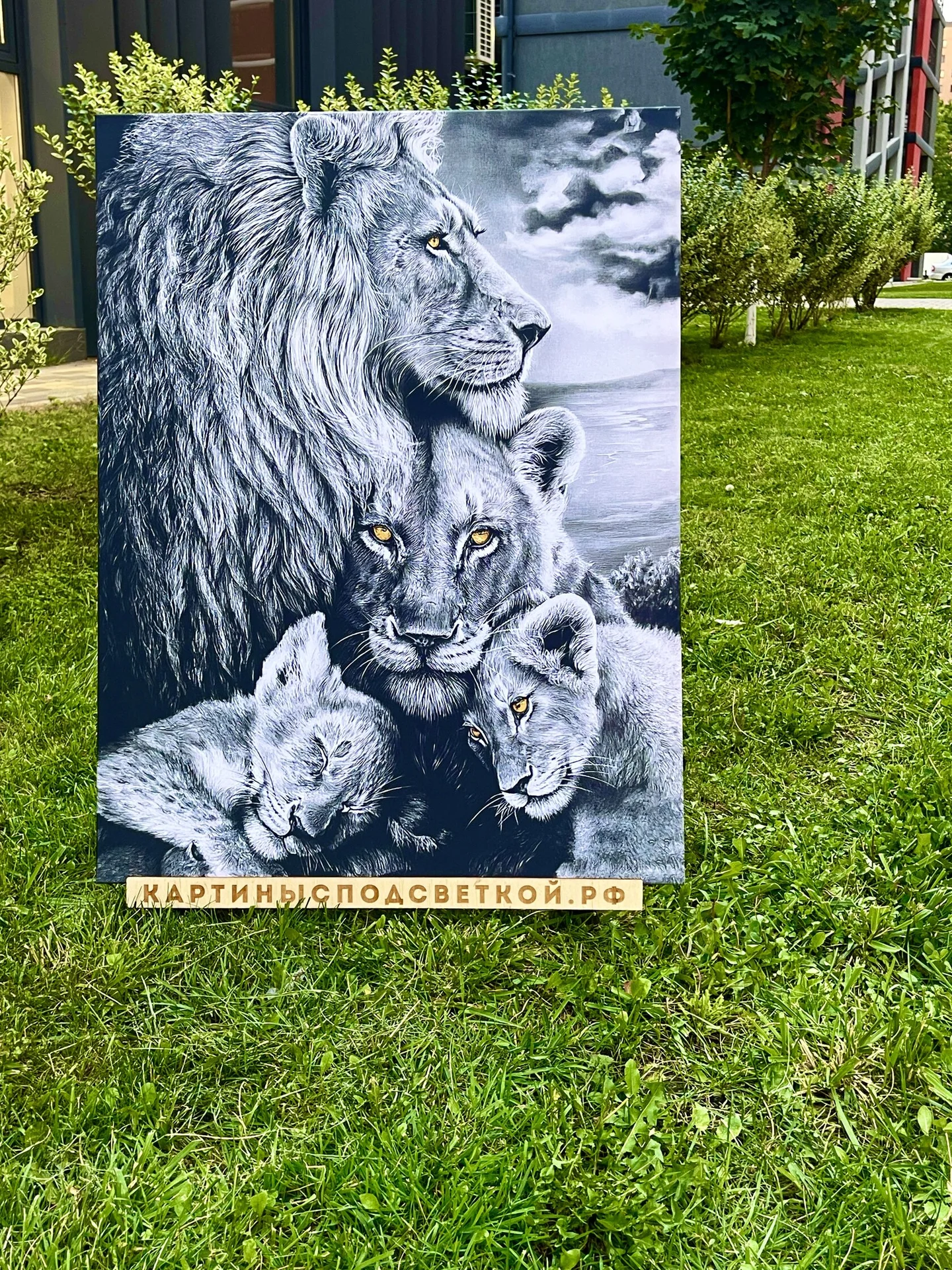 Картина с подсветкой "Семья львов" 65x50 см - миниатюра 3