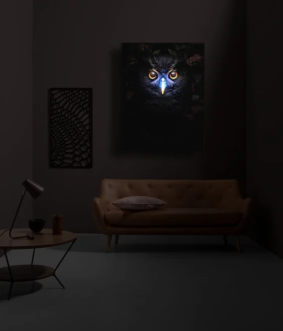 Картина с подсветкой "Ночная Сова" 65x50 см - миниатюра 2