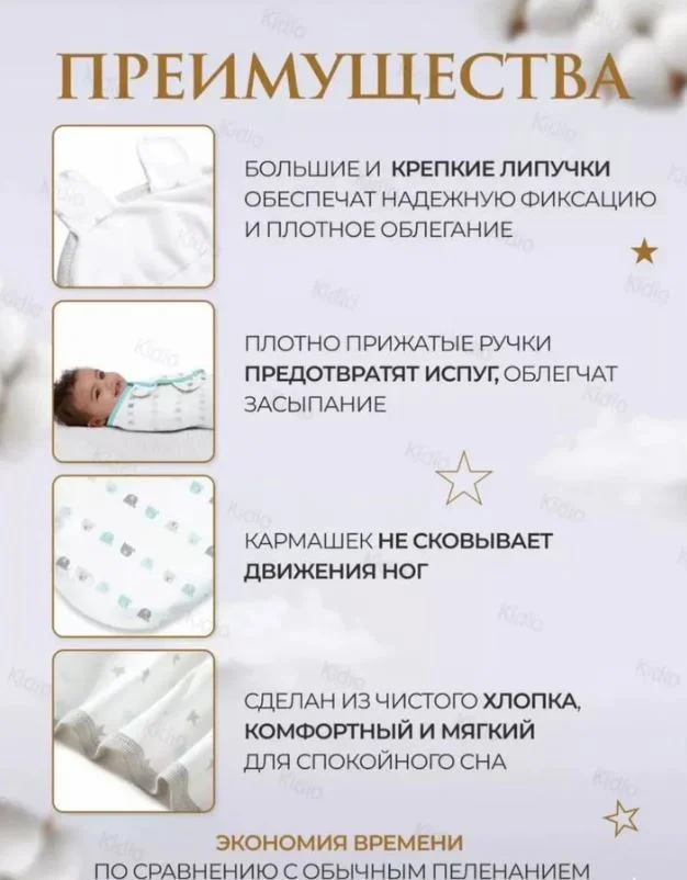 Пеленка кокон на липучках и молнии - миниатюра 3
