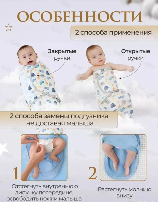 Пеленка кокон на липучках и молнии - миниатюра 5