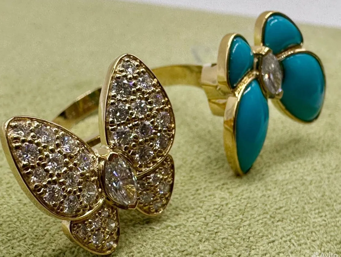 Золотое кольцо Van cleef Бирюза - миниатюра 2