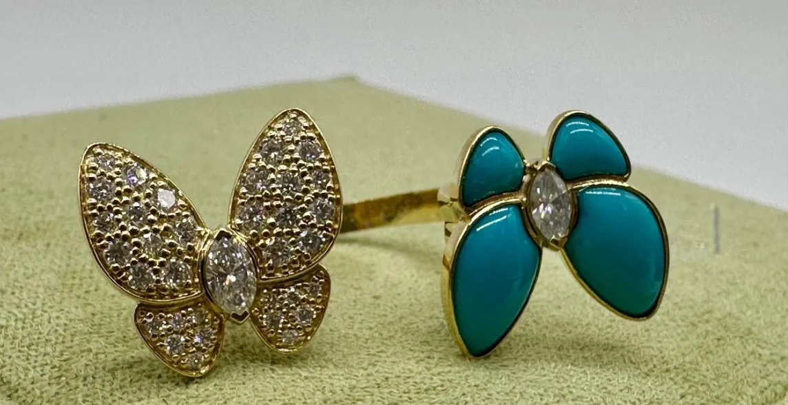 Золотое кольцо Van cleef Бирюза - миниатюра 3