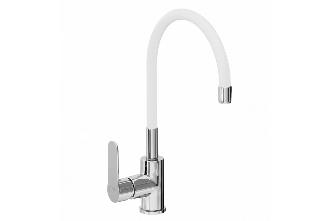 Смеситель Avrora Kitchen AV9002W для кухни с гибким изливом белый