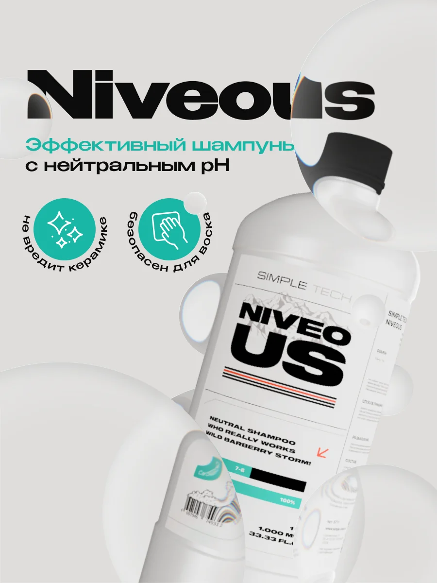 Нейтральный шампунь для предварительной мойки автомобилей NiveoUS, 1л - изображение 1