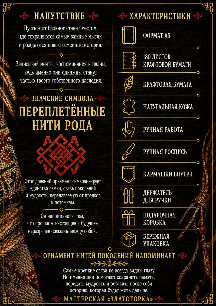 Кожаный блокнот Нити Поколений - миниатюра 6