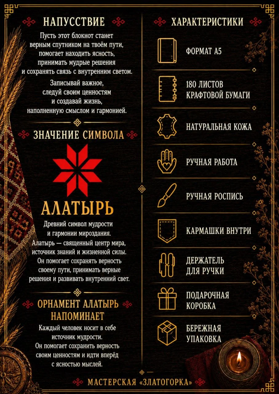 Кожаный блокнот Алатырь - миниатюра 5