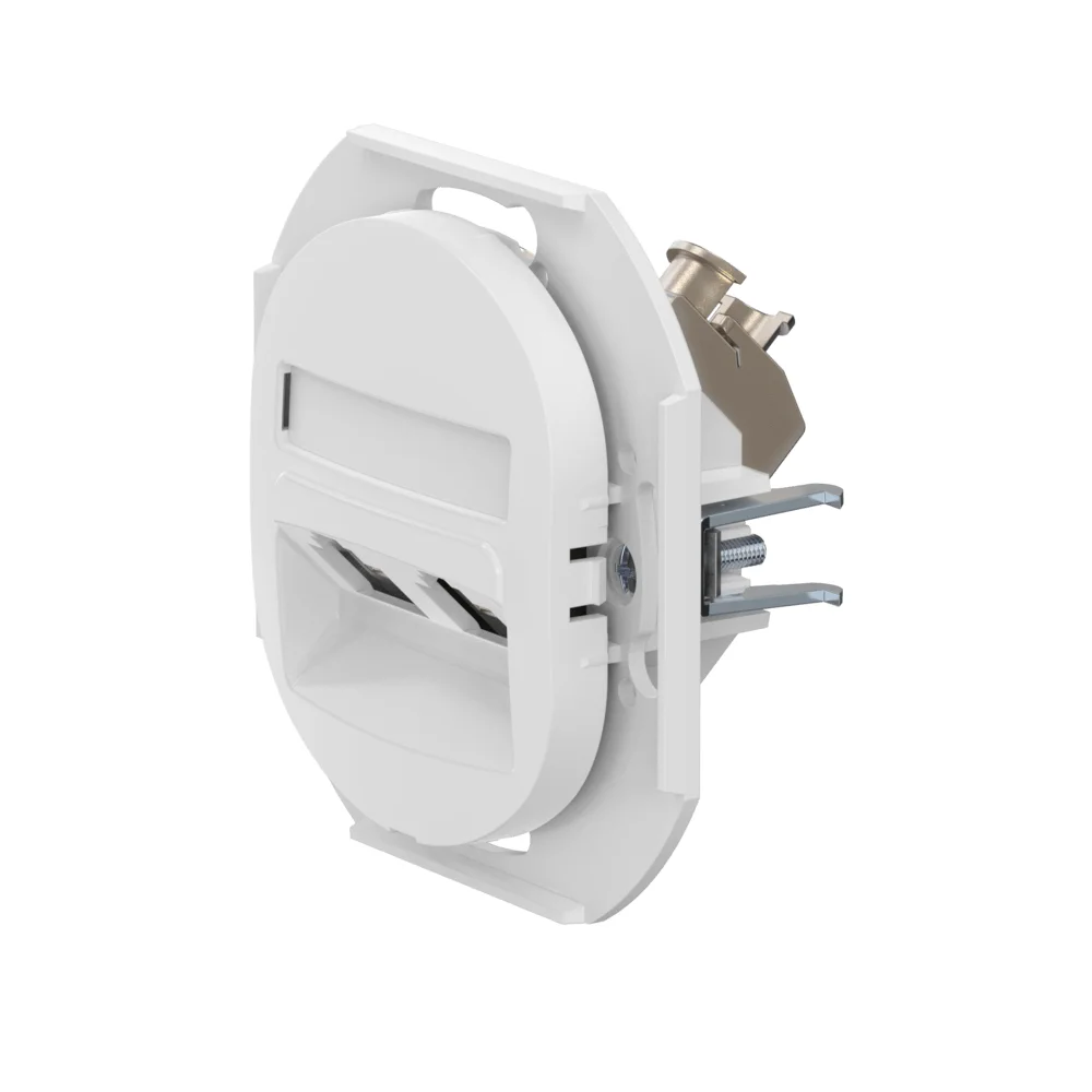 Встраиваемая двойная компьютерная розетка CADUCEUS ALING EON с модулями Keystone RJ45 8P8C cat.6 FTP - изображение 1