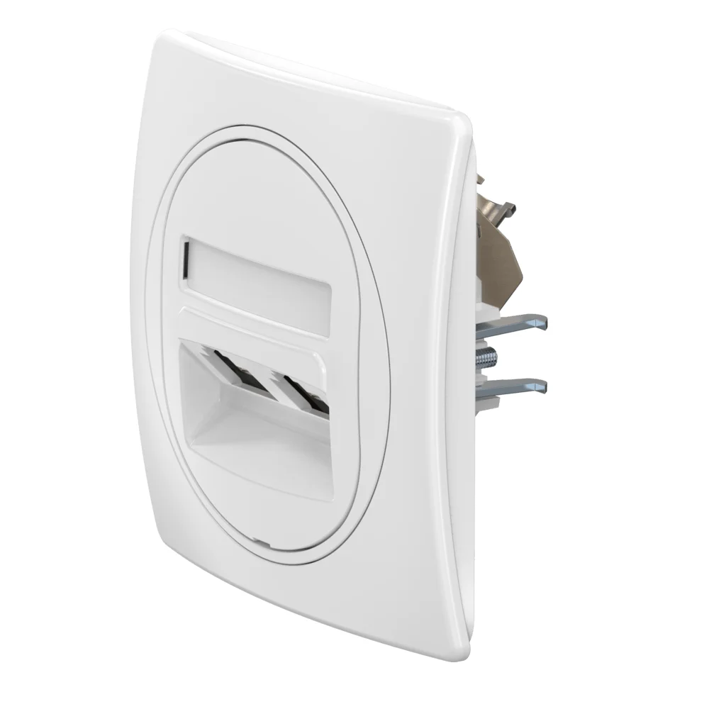 Розетка скрытой установки CADUCEUS ALING EON, двойная, компьютерная, с модулями Keystone RJ45 8P8C, - изображение 1