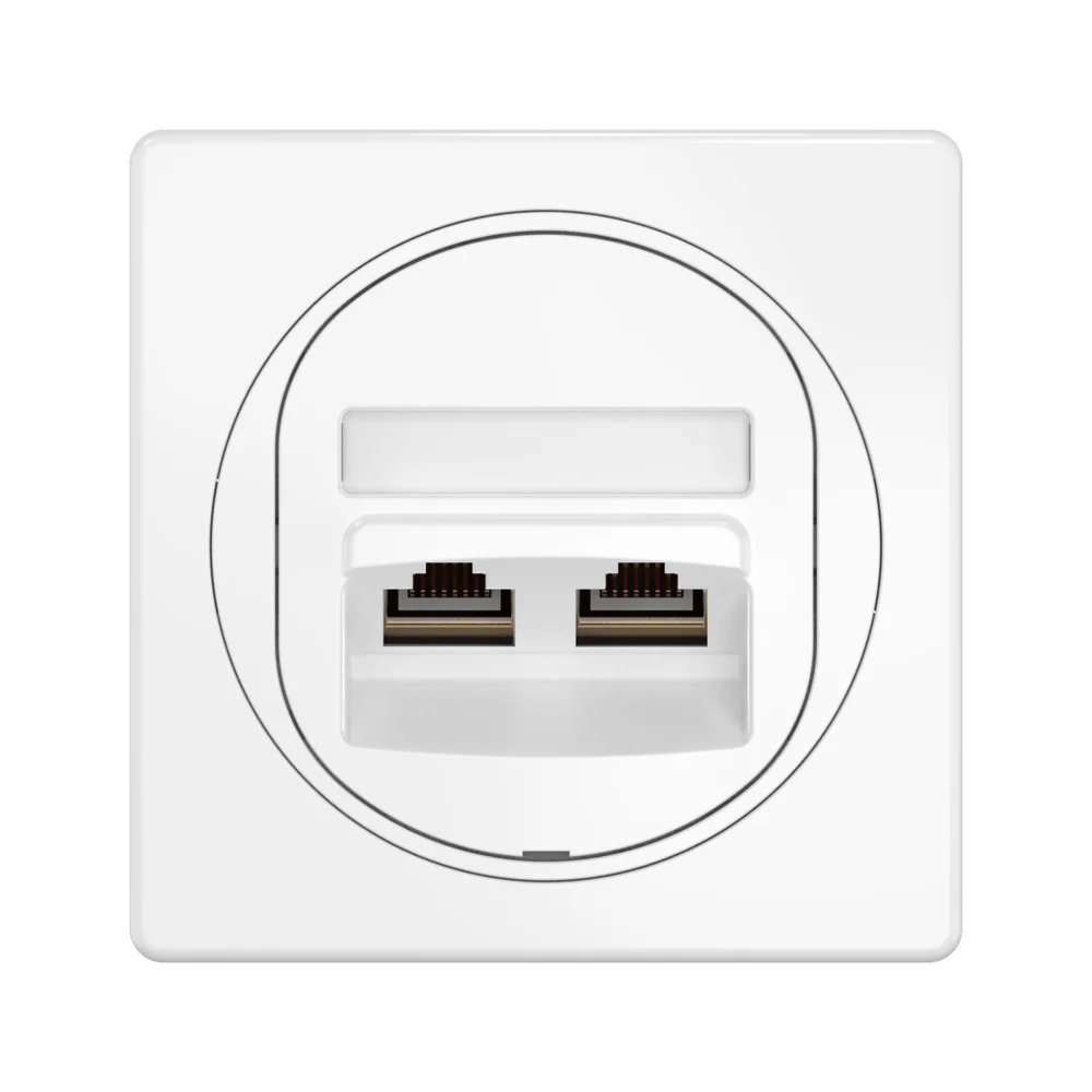Розетка скрытой установки CADUCEUS ALING EON, двойная, компьютерная, с модулями Keystone RJ45 8P8C, - миниатюра 2