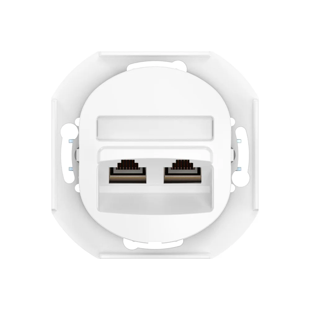 Встраиваемая двойная компьютерная розетка CADUCEUS ALING EON с модулями Keystone RJ45 8P8C cat.5e FT - миниатюра 2