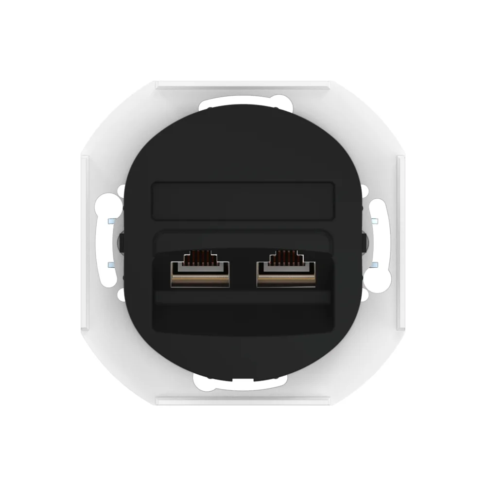 Встраиваемая двойная компьютерная розетка CADUCEUS ALING EON с модулями Keystone RJ45 8P8C cat.5e FT - миниатюра 4