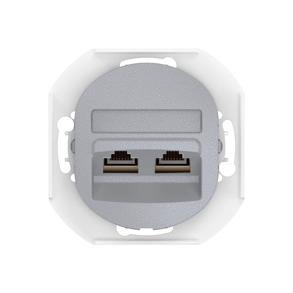 Встраиваемая двойная компьютерная розетка CADUCEUS ALING EON с модулями Keystone RJ45 8P8C cat.5e FT - миниатюра 5