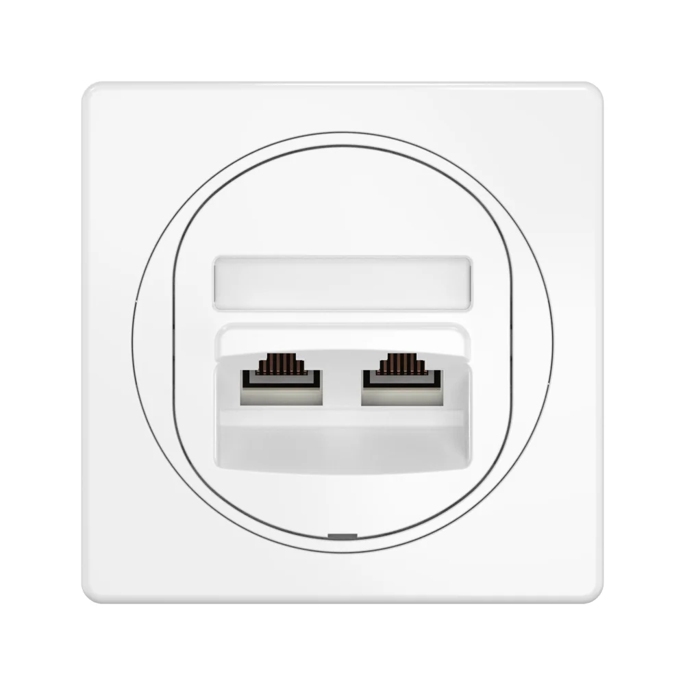 Встраиваемая двойная компьютерная розетка CADUCEUS ALING EON с модулями Keystone RJ45 8P8C, cat.5e, - миниатюра 2