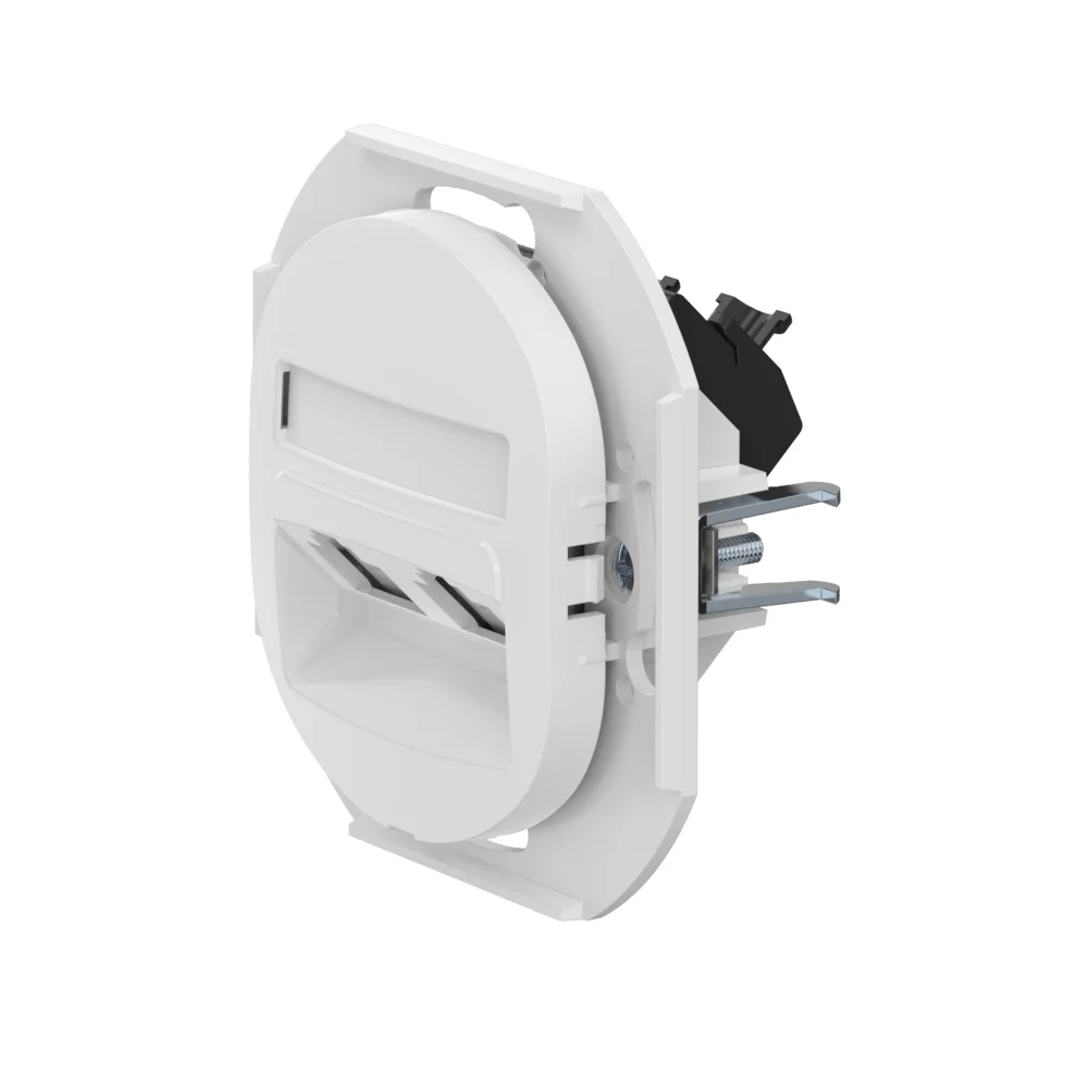 Встраиваемая двойная компьютерная розетка CADUCEUS ALING EON с модулями Keystone RJ45 8P8C, cat.5e, - изображение 1