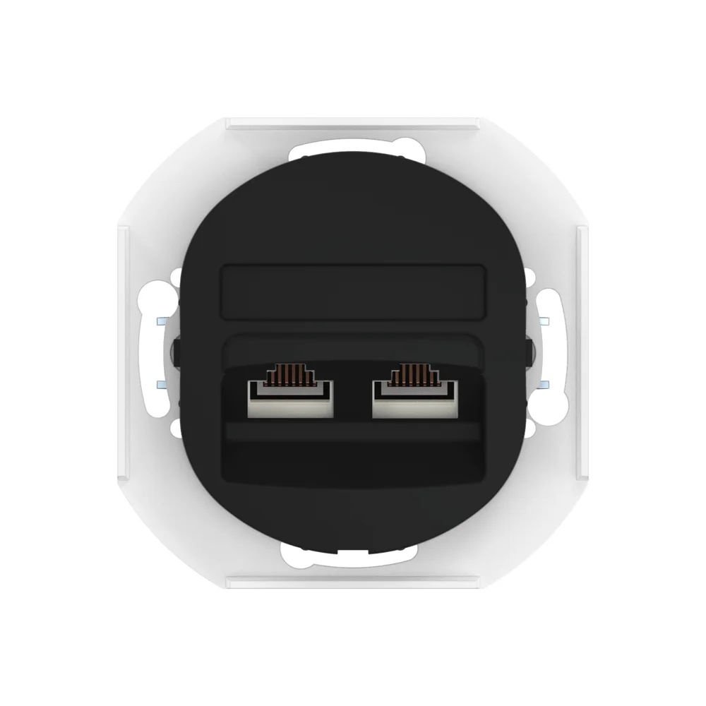 Встраиваемая двойная компьютерная розетка CADUCEUS ALING EON с модулями Keystone RJ45 8P8C, cat.5e, - миниатюра 4