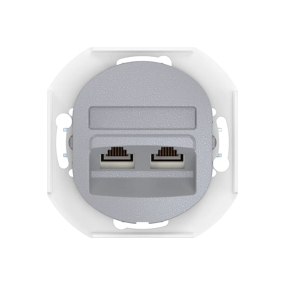 Встраиваемая двойная компьютерная розетка CADUCEUS ALING EON с модулями Keystone RJ45 8P8C, cat.5e, - миниатюра 5