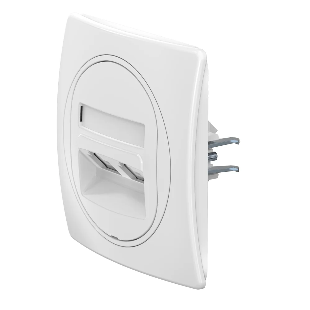 Розетка скрытой установки двойная телефонная CADUCEUS ALING EON с модулями Keystone 2хRJ12 6P4C - изображение 1