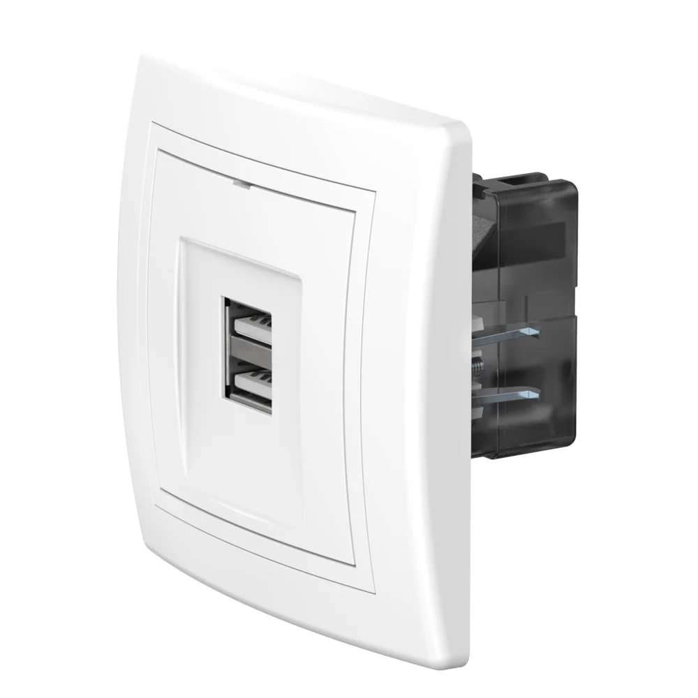 Розетка скрытой установки CADUCEUS ALING PRESTIGE двойная, USB, тип А, для зарядки устройств, 2,1А - изображение 1